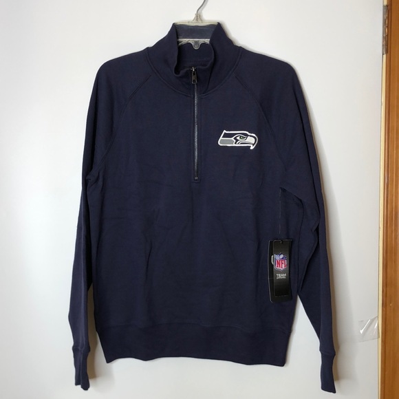 NFL Tops - NWT Seattle Seahawks Womens OTS 1/4 zip Fleece Foil Navy NFL Team Apparel LARGE